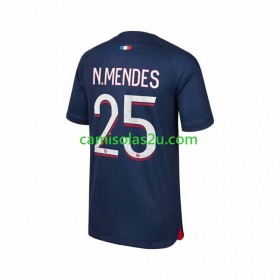 Camisolas de futebol Paris Saint-Germain N.Mendes 25 Equipamento Principal 2023/24 Manga Curta